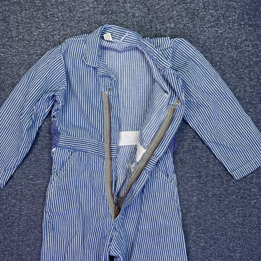 OshKosh B'gosh Coveralls Kids 4T Blue Hickory Stripe Vintage Train Conductor